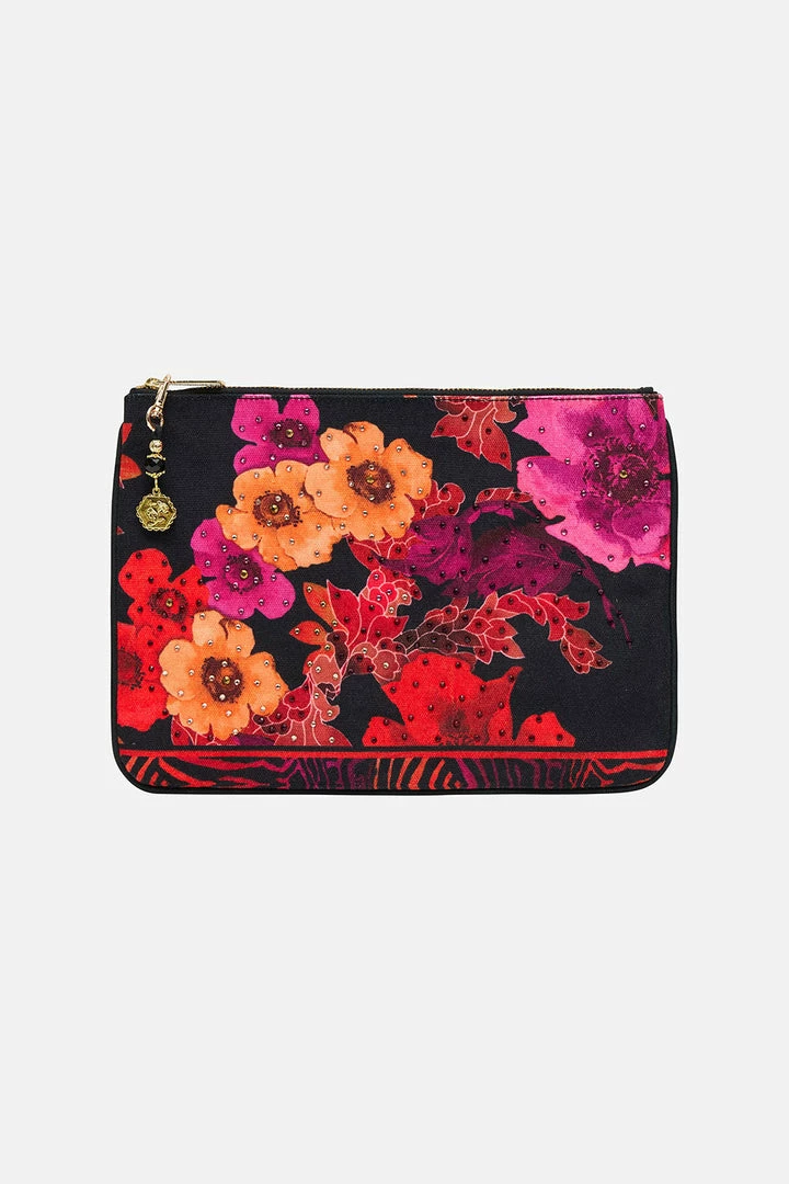 Camilla EBoutique (US) Up To 30% Off SMALL CANVAS CLUTCH MIDNIGHT POPPY
