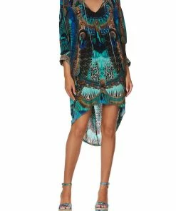 Camilla EBoutique (US) V-NECK DRESS WITH DRAPED BACK TEMPLE TEMPTRESS