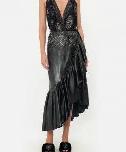Camilla EBoutique (US) ASYMMETRICAL RUFFLE SKIRT LEATHER