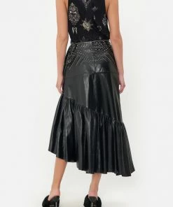Camilla EBoutique (US) ASYMMETRICAL RUFFLE SKIRT LEATHER