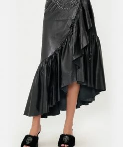 Camilla EBoutique (US) ASYMMETRICAL RUFFLE SKIRT LEATHER