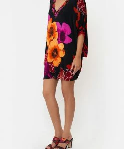 Camilla EBoutique (US) BAT SLEEVE DRESS MIDNIGHT POPPY Sale Clothing