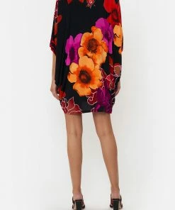 Camilla EBoutique (US) BAT SLEEVE DRESS MIDNIGHT POPPY Sale Clothing