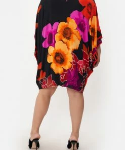 Camilla EBoutique (US) BAT SLEEVE DRESS MIDNIGHT POPPY Sale Clothing