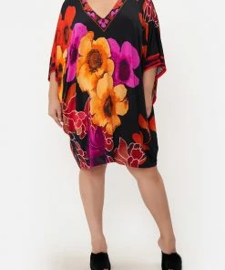 Camilla EBoutique (US) BAT SLEEVE DRESS MIDNIGHT POPPY Sale Clothing