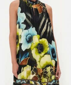 Camilla EBoutique (US) Sale Clothing HIGH NECK RUFFLE DRESS POPPY DIVINE