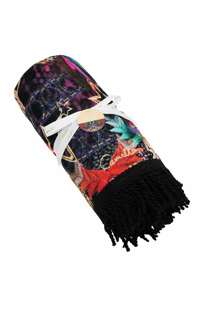 Camilla EBoutique (US) RECTANGLE TOWEL WITH FRINGE ROCKET WOMAN New To Sale