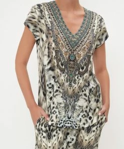 Camilla EBoutique (US) Sale Activewear & Loungewear V-NECK TEE SNOW WHISPERS LOUNGE