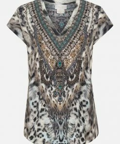 Camilla EBoutique (US) Sale Activewear & Loungewear V-NECK TEE SNOW WHISPERS LOUNGE