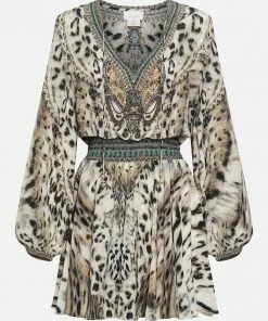 Camilla EBoutique (US) Sale Clothing SHIRRED RELAXED SHORT DRESS SNOW WHISPERS