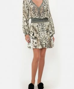 Camilla EBoutique (US) Sale Clothing SHIRRED RELAXED SHORT DRESS SNOW WHISPERS