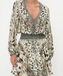 Camilla EBoutique (US) Sale Clothing SHIRRED RELAXED SHORT DRESS SNOW WHISPERS