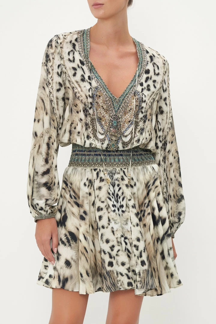 Camilla EBoutique (US) Sale Clothing SHIRRED RELAXED SHORT DRESS SNOW WHISPERS