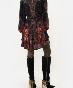 Camilla EBoutique (US) Clothing BUTTON FRONT FRILL DRESS WOODSTOCK ROCK