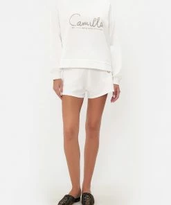 Camilla EBoutique (US) SHORT RELAXED SWEATER LOGO CAPSULE - SOLID WHITE