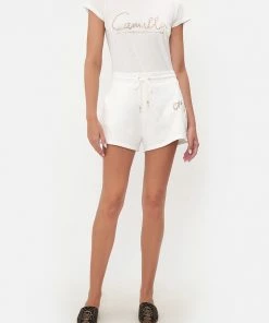 Camilla EBoutique (US) TERRY SHORT WITH CONTRAST STRIPE LOGO CAPSULE - SOLID WHITE Shorts