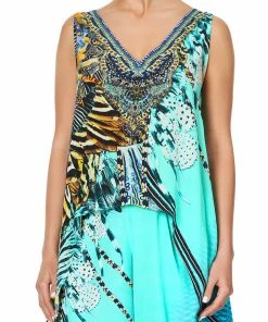 Camilla EBoutique (US) HIGH LOW CROSS OVERLAY TOP MARINE QUEEN