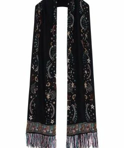 Camilla EBoutique (US) JACQUARD SCARF WITH FRINGING MIDNIGHT MOON HOUSE