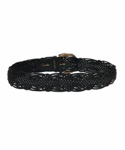 Camilla EBoutique (US) WOVEN LEATHER BELT SOLID BLACK Up To 30% Off