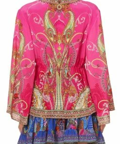 Camilla EBoutique (US) BUTTON DOWN TIE WAIST BLOUSE RAINBOW RHYTHM