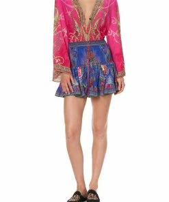 Camilla EBoutique (US) BUTTON DOWN TIE WAIST BLOUSE RAINBOW RHYTHM