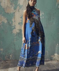 Camilla EBoutique (US) Up To 40% Off HIGH NECK DRESS WITH BACK NECK TIE TREE OF LIFE