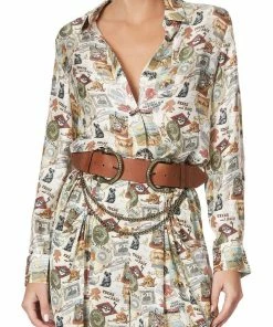 Camilla EBoutique (US) DOUBLE CROC LEATHER BELT TAN Up To 30% Off