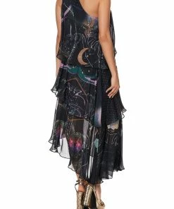 Camilla EBoutique (US) ASYMMETRICAL NECK TIE DRESS MIDNIGHT MOON HOUSE