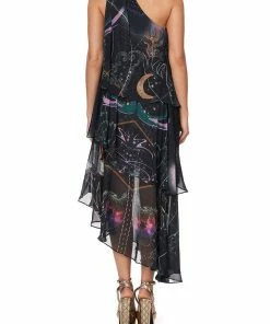 Camilla EBoutique (US) ASYMMETRICAL NECK TIE DRESS MIDNIGHT MOON HOUSE
