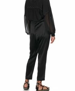 Camilla EBoutique (US) BLOUSON BLOUSE WITH NECK TIE SOLID BLACK Sale Clothing