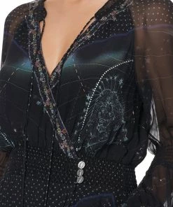 Camilla EBoutique (US) BLOUSON SLEEVE WRAP DRESS MIDNIGHT MOON HOUSE