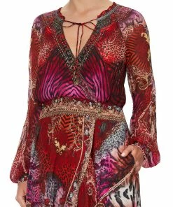 Camilla EBoutique (US) BLOUSON SLEEVE WRAP DRESS SLAVE TO THE RHYTHM