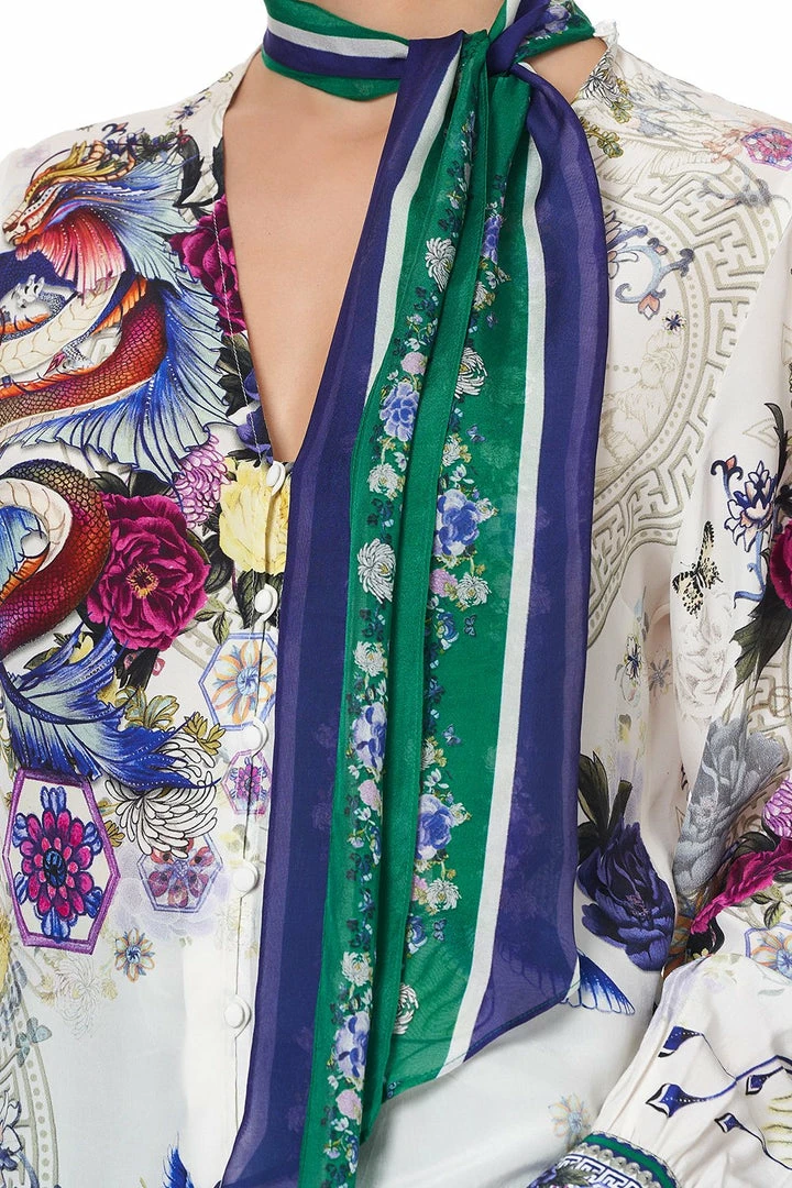 Camilla EBoutique (US) BUTTON DOWN BLOUSE WITH NECK TIE GENTLE MOON