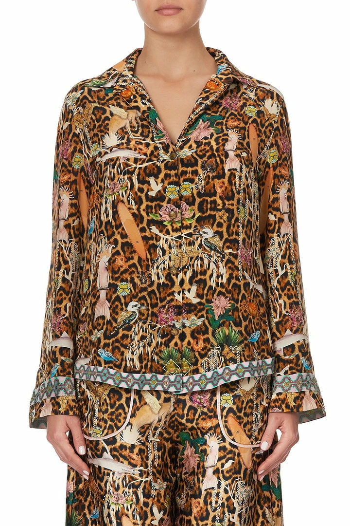 Camilla EBoutique (US) BUTTON DOWN SHIRT WITH CONTRAST FAUNA ELECTRO
