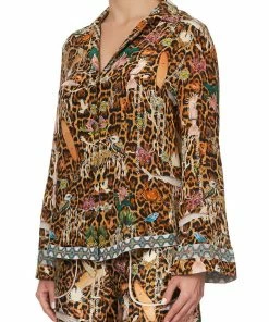 Camilla EBoutique (US) BUTTON DOWN SHIRT WITH CONTRAST FAUNA ELECTRO