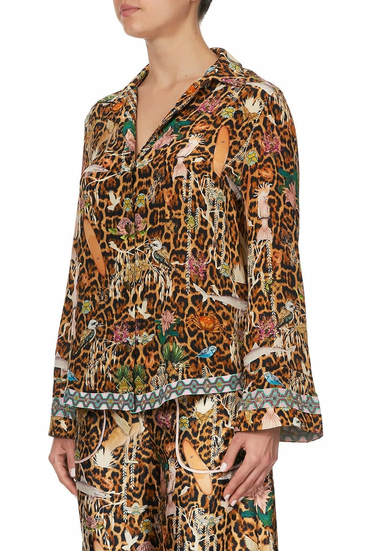 Camilla EBoutique (US) BUTTON DOWN SHIRT WITH CONTRAST FAUNA ELECTRO