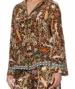 Camilla EBoutique (US) BUTTON DOWN SHIRT WITH CONTRAST FAUNA ELECTRO