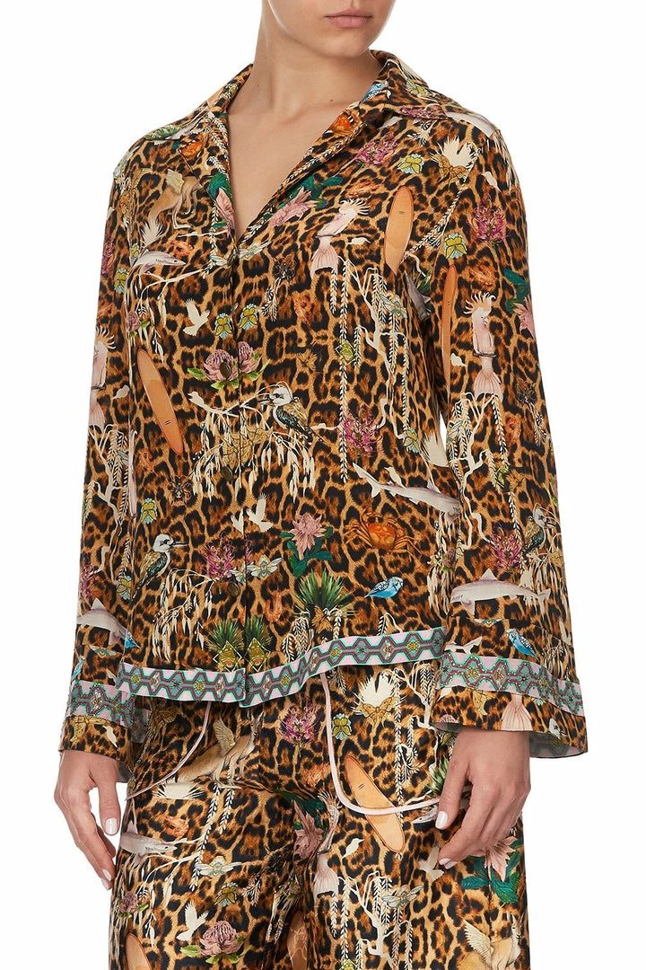 Camilla EBoutique (US) BUTTON DOWN SHIRT WITH CONTRAST FAUNA ELECTRO