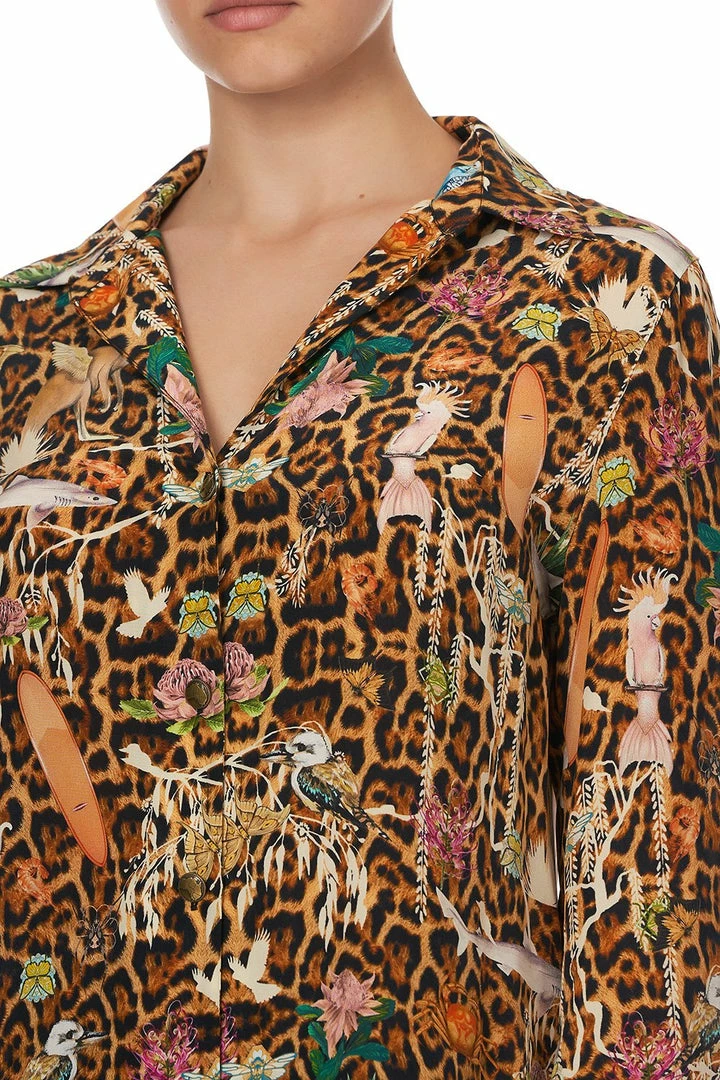 Camilla EBoutique (US) BUTTON DOWN SHIRT WITH CONTRAST FAUNA ELECTRO