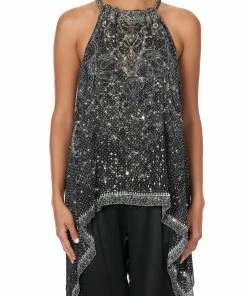 Camilla EBoutique (US) DRAWSTRING NECK TANK MIDNIGHT PEARL