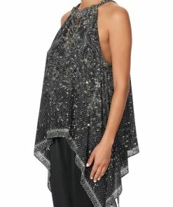 Camilla EBoutique (US) DRAWSTRING NECK TANK MIDNIGHT PEARL