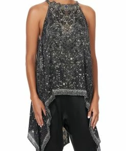 Camilla EBoutique (US) DRAWSTRING NECK TANK MIDNIGHT PEARL