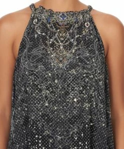 Camilla EBoutique (US) DRAWSTRING NECK TANK MIDNIGHT PEARL