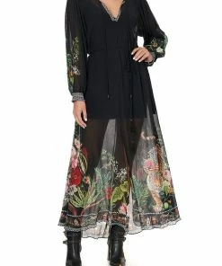 Camilla EBoutique (US) DRESS WITH SMOCKED SLEEVE RAISED WITH WOLVES