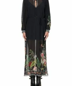 Camilla EBoutique (US) DRESS WITH SMOCKED SLEEVE RAISED WITH WOLVES