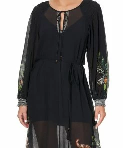 Camilla EBoutique (US) DRESS WITH SMOCKED SLEEVE RAISED WITH WOLVES