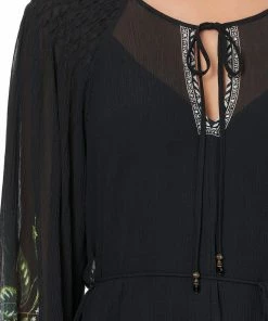 Camilla EBoutique (US) DRESS WITH SMOCKED SLEEVE RAISED WITH WOLVES