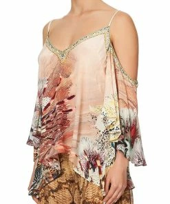 Camilla EBoutique (US) DROP SHOULDER STRAPPY BLOUSE COASTAL TREASURE