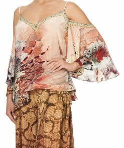 Camilla EBoutique (US) DROP SHOULDER STRAPPY BLOUSE COASTAL TREASURE