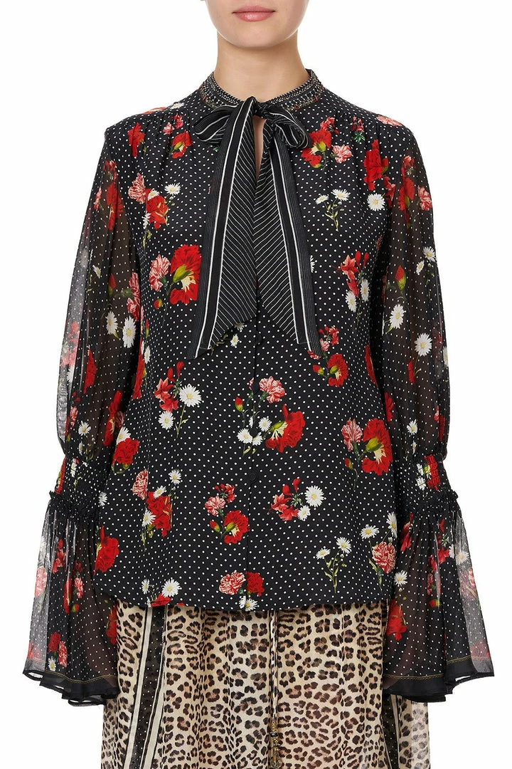 Camilla EBoutique (US) Sale Clothing ELASTIC SLEEVE TIE FRONT BLOUSE COASTAL PARISIENNE